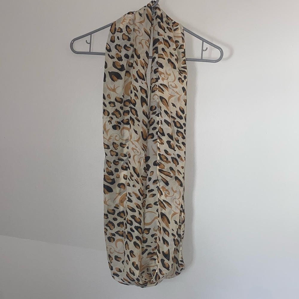 Leopard Print Sheer Infinity Scarf